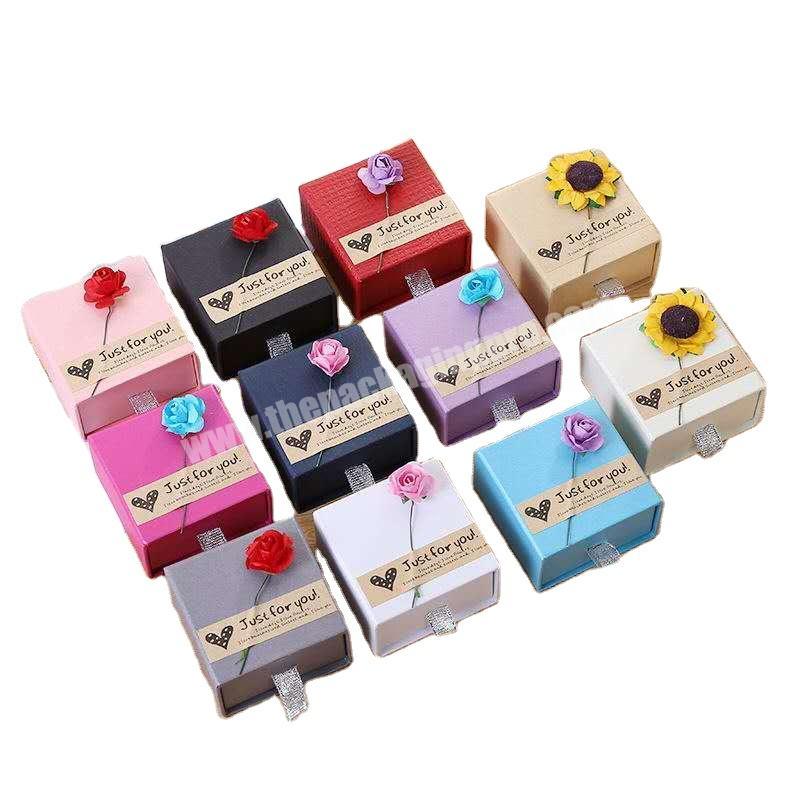 2020 nice quality drawer jewelry box necklace custom printing box for ring with ribbon