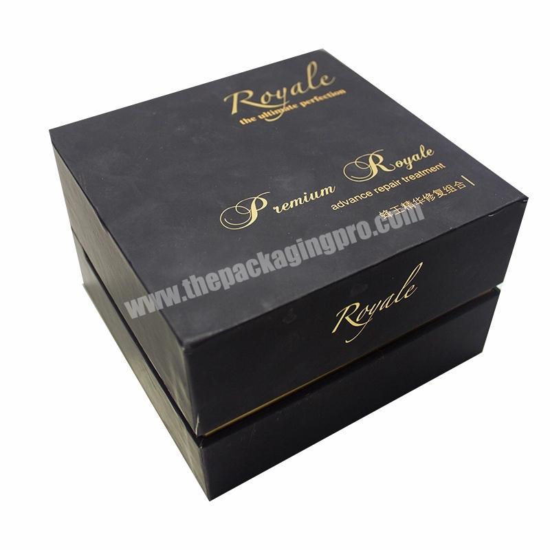 EVA Inner Black Gray Hardboard Gold Printed Cosmetic Packaging Boxes
