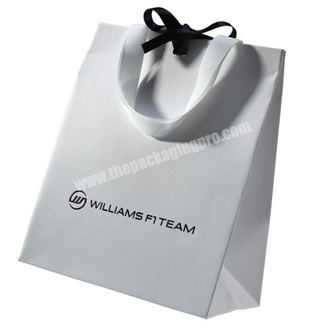 High quality custom recycle white durable kraft paper retail merchandise bags with business packaging