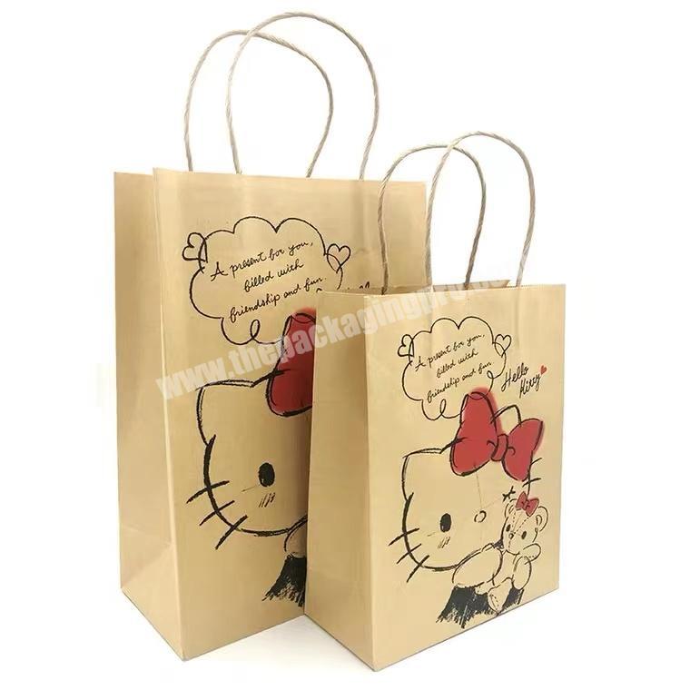oem custom cartoon kraft pack paper bags hello kitty recycled bags for packing