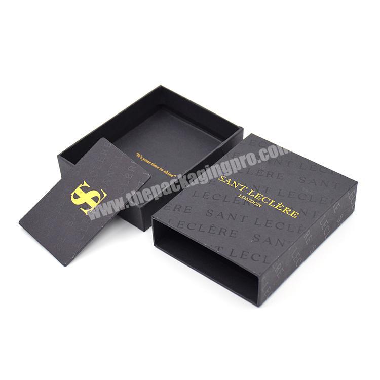 Logo Printed Customized Gift Storage Cardboard Matte Black Rectangle Jewelry Packaging Box Drawer