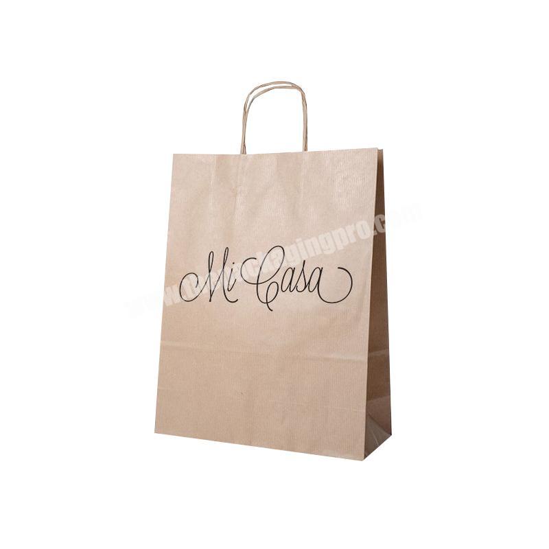 Custom cheap flat handle Twisted Kraft Shopping Paper Bags