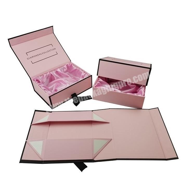Luxury Skincare Satin Lined Drawer Paper Product Packaging Pink Gift Box Satin Box
