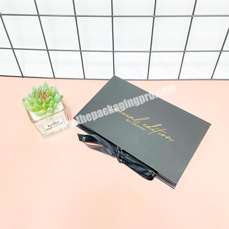 Luxury custom logo printed book shape  cardboard hard flip top paper magnetic close wig packaging boxes custom logo