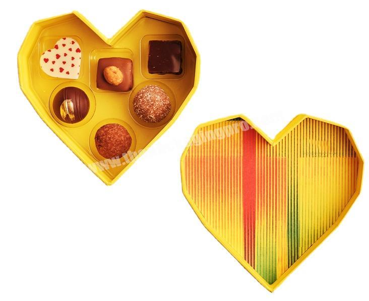 Luxury rigid fancy gold foil stamping logo square rectangle candy heart shaped chocolate packaging box with insert