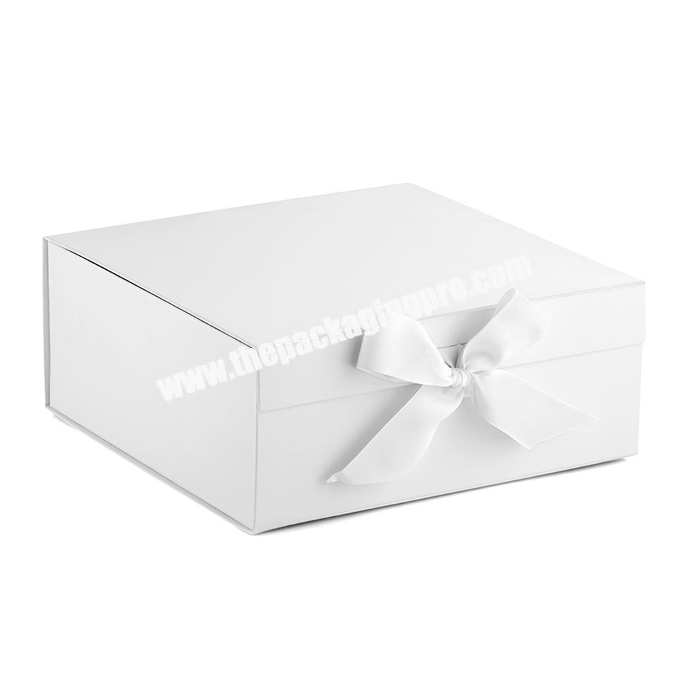 Customized Logo Magnetic White Foldable Multiple Wedding Gift Cardboard Packaging Box With Ribbon