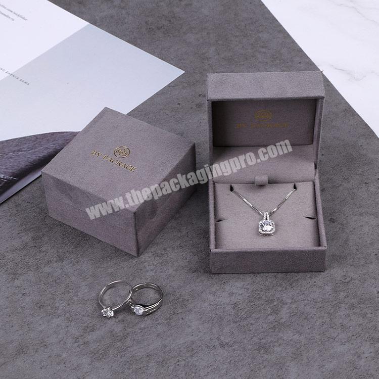 Boyang Custom Luxury Grey Suede Jewelry Packaging Box Velvet Necklace Box
