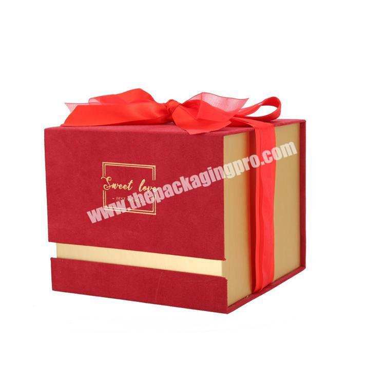 Magnetic foldable lid luxurious single tealight candle paper gift packaging boxes with ribbon