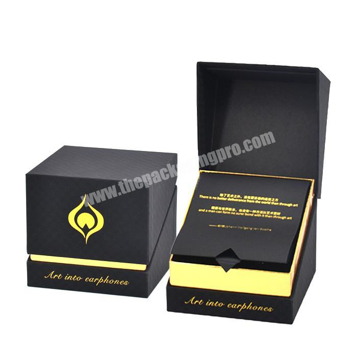 Custom luxury black paper gift candle jar box packaging candle bluetooth earphone packing storage earphone candle box packaging