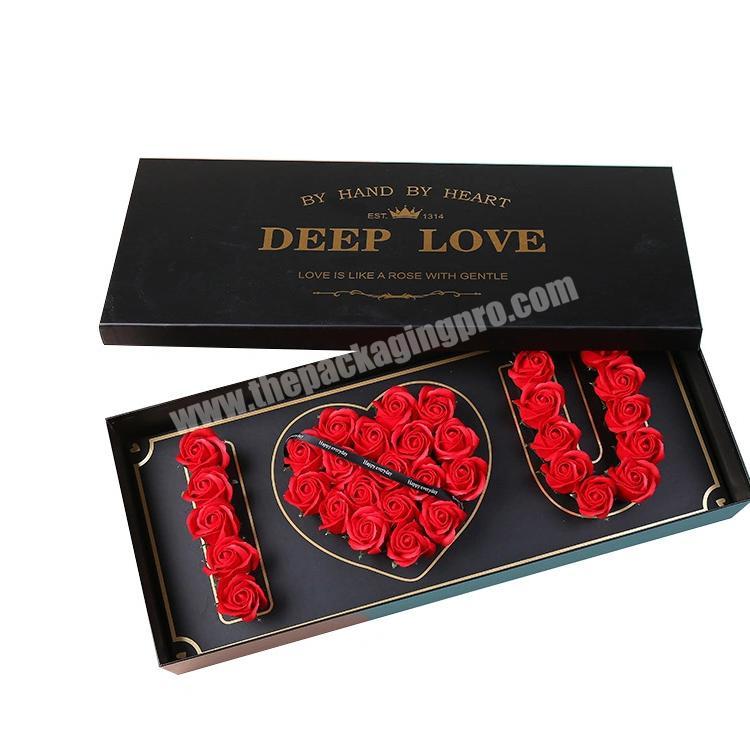 Luxury Custom Magnetic i love you Rose Gift Flowers Paper Box Packaging