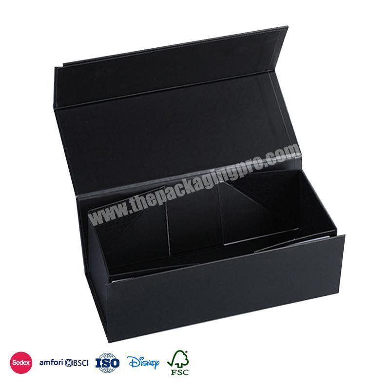 Online Shop Hot Selling rectangle Black with minimalist logo modern novel design folding gift box packaging