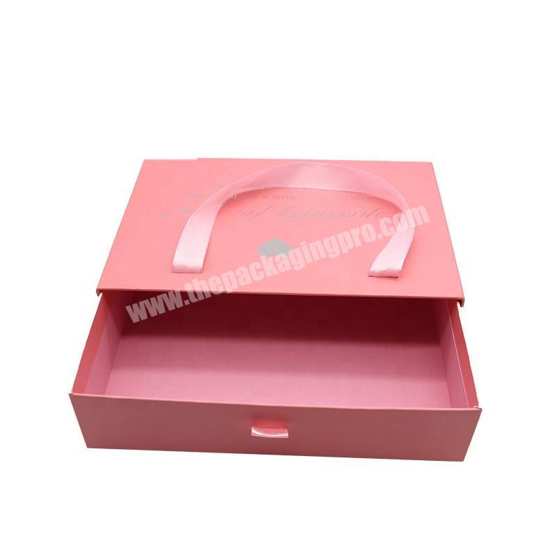 Wholesale Custom Hot Stamping Paper Packaging Drawer Style Wedding Dress Box with Handle