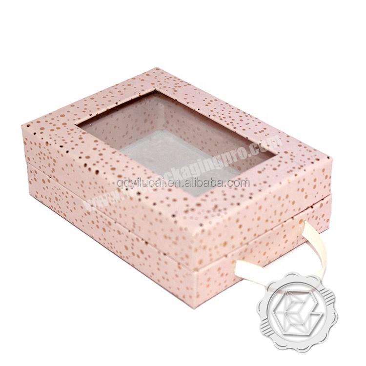 luxury light glitter pink bracelet jewelry packaging box with display window