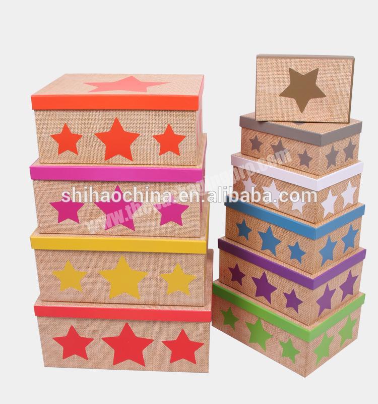 605# shihao Beautiful colorful star printed coated paper gift box recyclable rectangle cardboard boxes for packaging