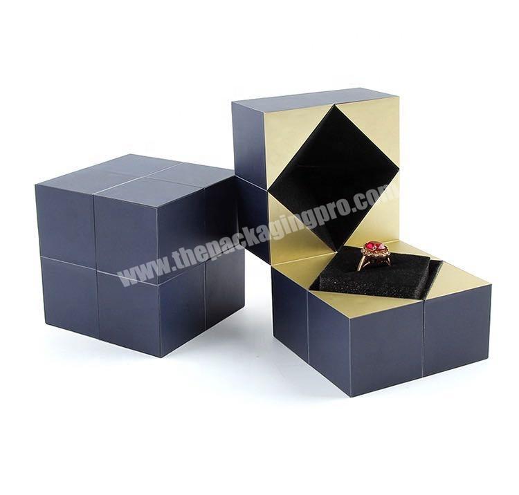 Beheart Wholesale Custom Creative Unique Jewelry Slider Blue Rubik's Cube Ring Box Necklace Valentine Specialty Paper Gift Boxes