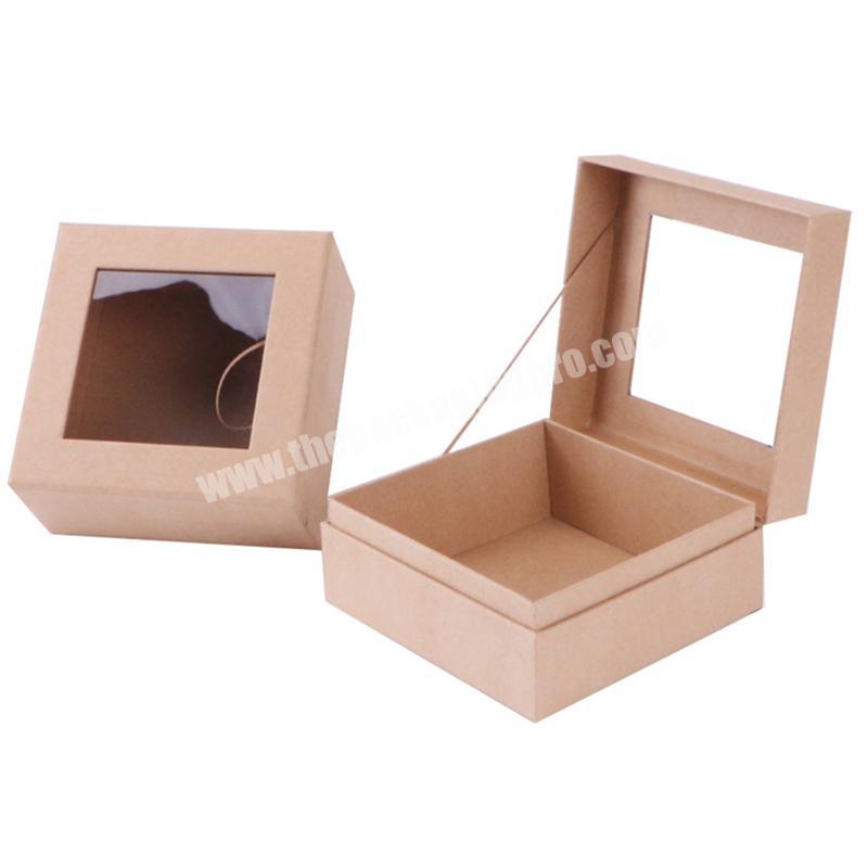 book style packaging paper box in customized logo with clear window kraft paper