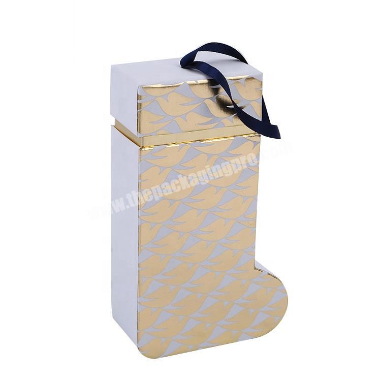 Boot Shaped Cardboard Paper Packaging Skin Care Shampoo Cosmetic Christmas Gift Box With Ribbon