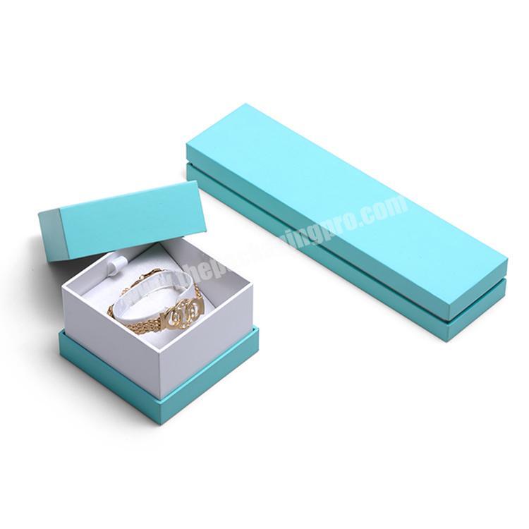 Box jewelry packaging cardboard gift box with lid blue jewelry box
