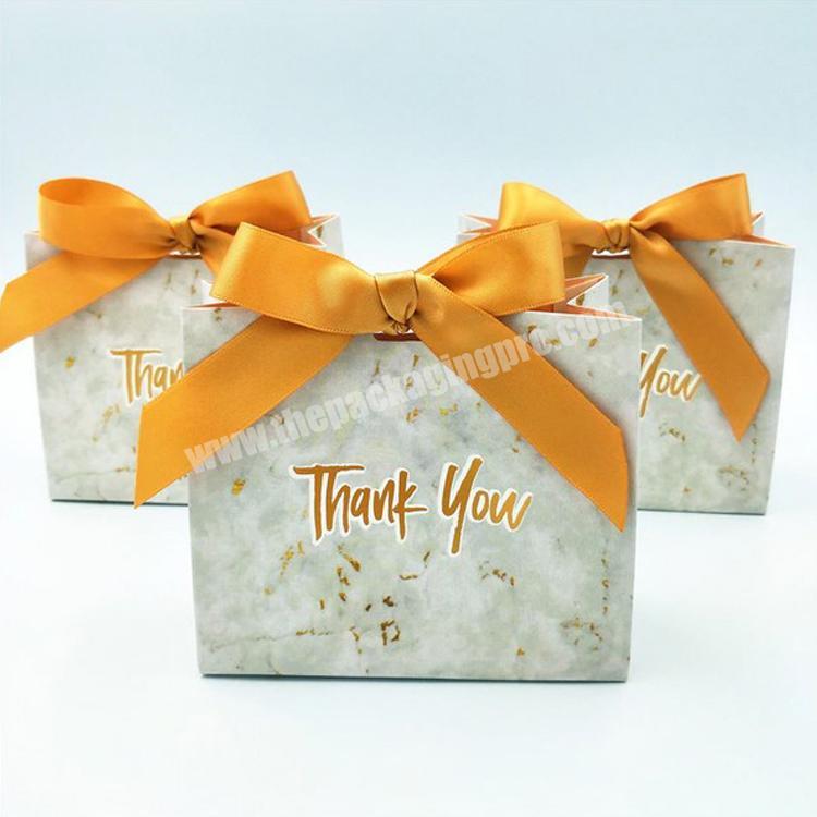 Bronzing Marble Gift Box Bag Packaging thank you bag Wedding Party Favors Candy Boxes Baby Shower Paper thank you bag