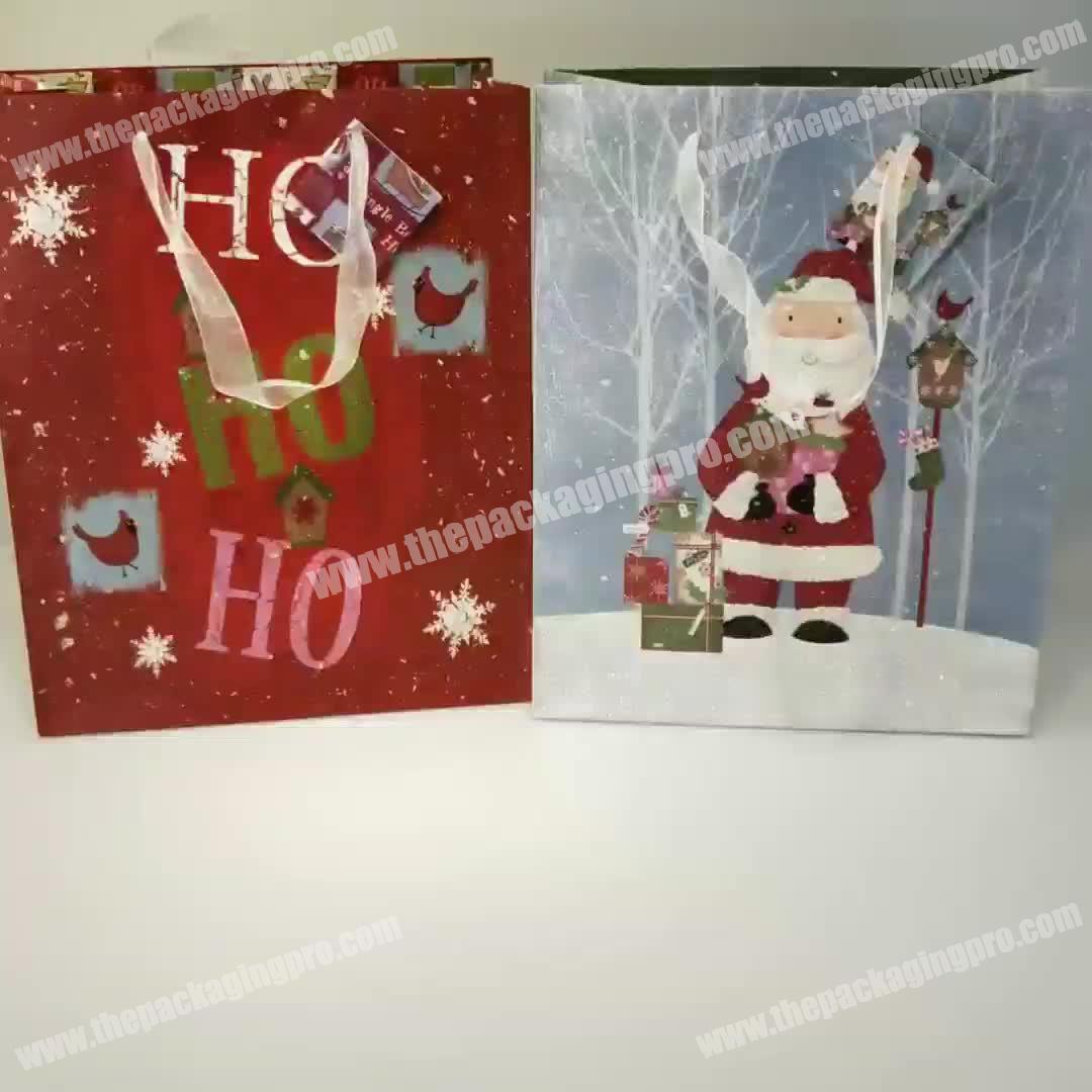China Manufacture Beautiful Free Sample  Christmas Pattern Gift Shopping Bag Paper Gift Bags