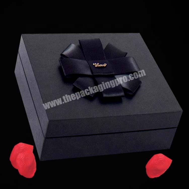 Custom good look gift cosmetic perfume packaging box with ribbon bow