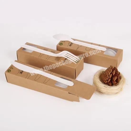 Custom Logo Printed Eco Friendly Recycled Spoon Knife Fork Chopsticks Paper Gift Packaging Carton Box