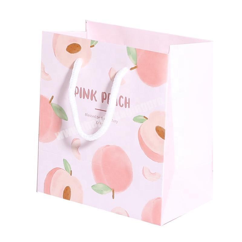Custom Logo Printed Pink Color Retail Paper Shopping Bag With Handle