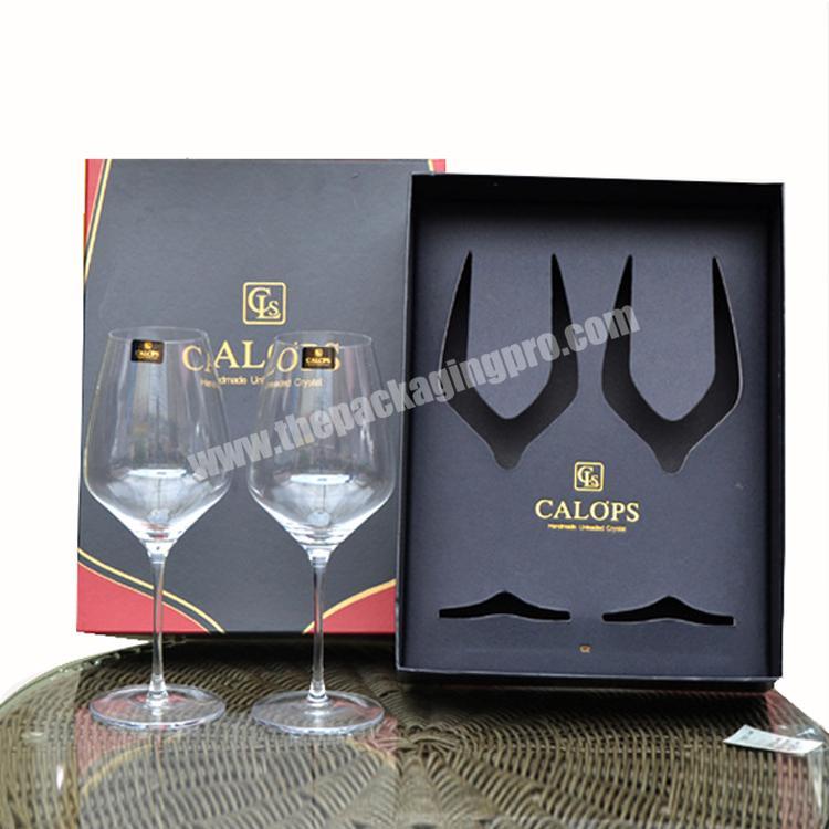 Custom Luxury Gold Stamping Wine Goblet Packaging Paper Box With Paper Insert