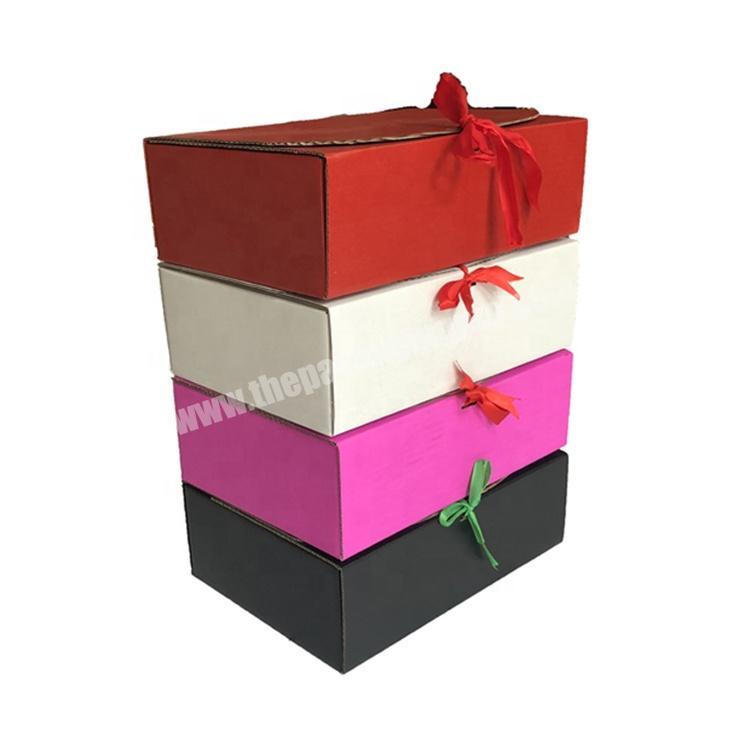 Custom Premium Folding Corrugated Paper Scarf Gloves Gift Clothing Packaging Box With Ribbon