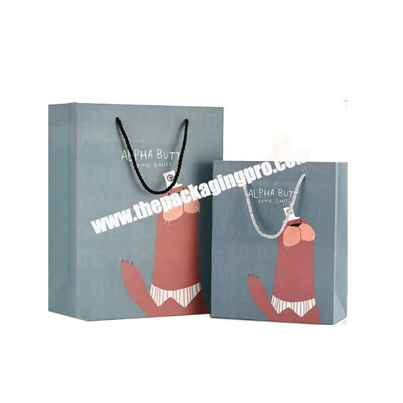 Customized fashion print LOGO size gift shopping paper bag for packaging clothes