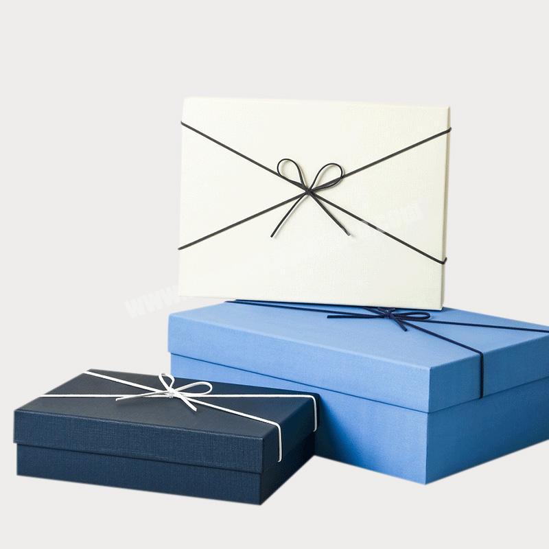 Customized premium classic simple bowknot ribbon top removable base gift box for Thanksgiving Christmas gift package box