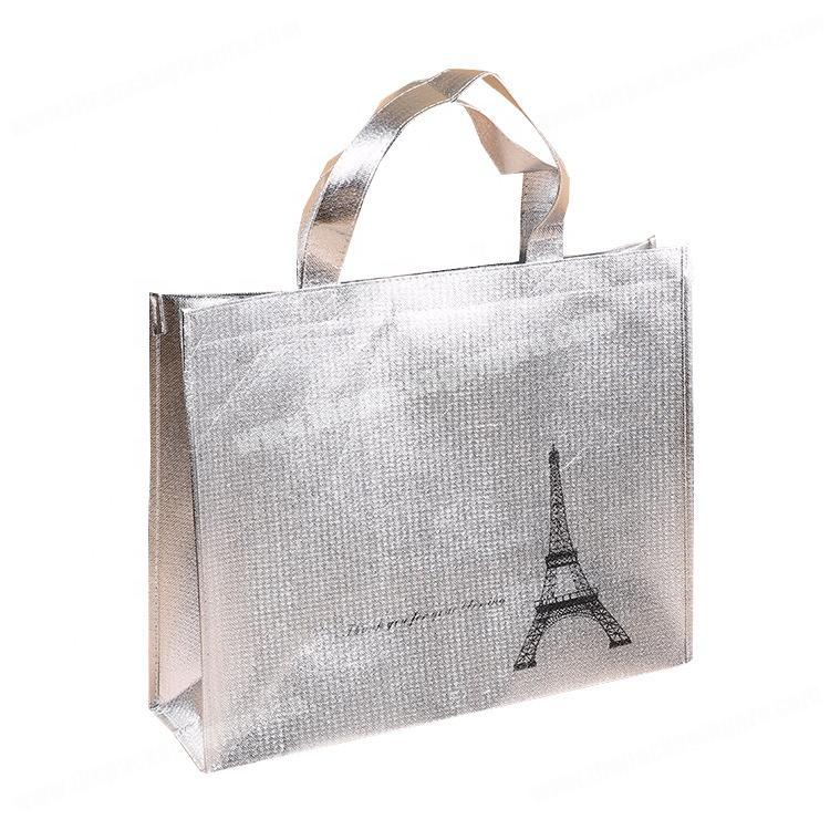 High quality silver non woven lamination handle fashion cosmetic bag