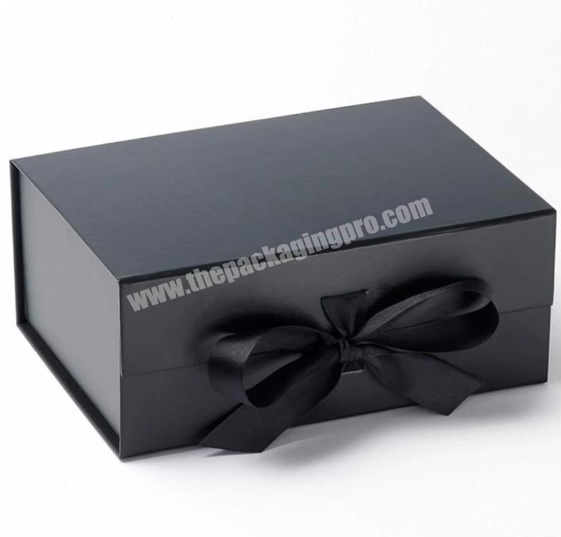 High Quality Wholesale Custom Cheap Black Envelope Magnetic Gift Box Ribbon