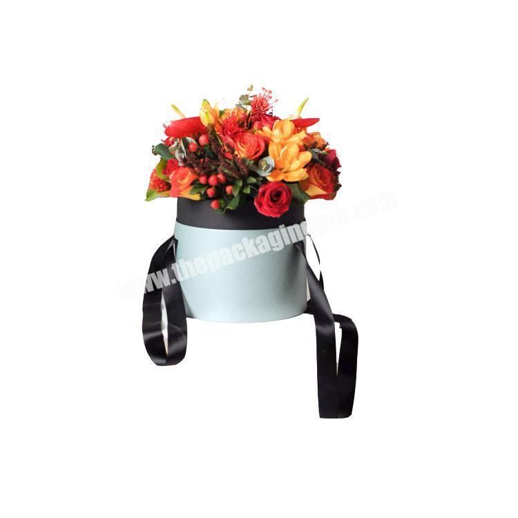 hot sale custom storage paperboard round square flower box with lid ribbon handle