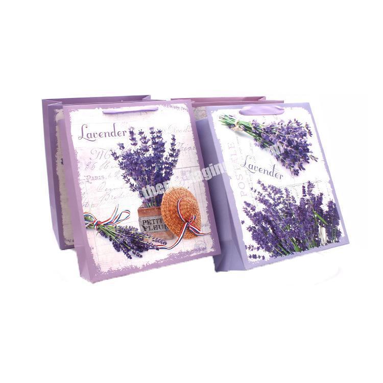 Lavender purple luxury paper shop packaging bag for shopping