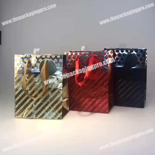 Low Price Durable Free Sample Custom Paper Shopping Bags  Foil Paper with Glitter Christmas Gift Bags