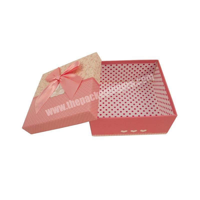 Luxury Custom Print  Recycle Printing Pink Gift paper box with Ribbon from packaging company  in China