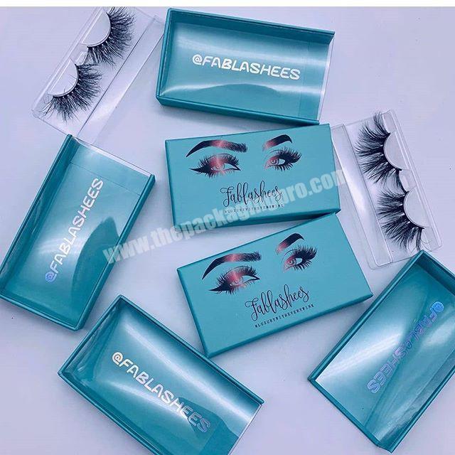 Luxury Custom White Cardboard Hologram Box Mink Clear False Eyelash Extension Storage  Magnetic Packaging Box Wholesale
