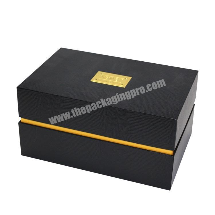 Luxury rigid black gold paper gift stronger paper box  package