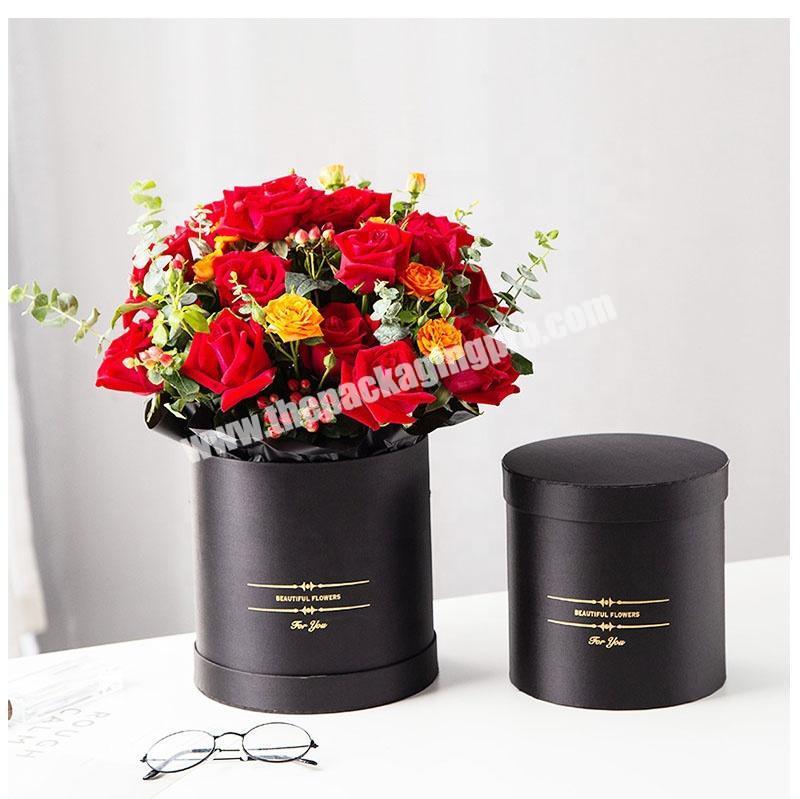 Luxury Valentine Day Paper Cardboard Packaging Hat Cylinder Gift Boxes Wedding Rose Bouquet Rigid Round Flower Box