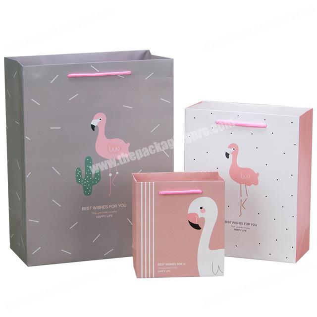 New product eco personality cartoon Flamingo holiday gift package tote paper bag