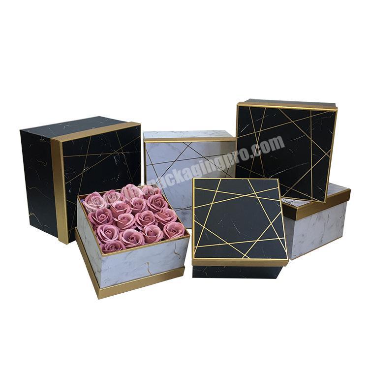 OEM Custom Marble Square Rose Box Luxury Flower Boxes With Lid