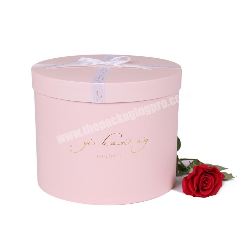 oem Valentine's mother's day luxury pink empty flower gift box luxury preserved fresh rose round cylinder flower gift box