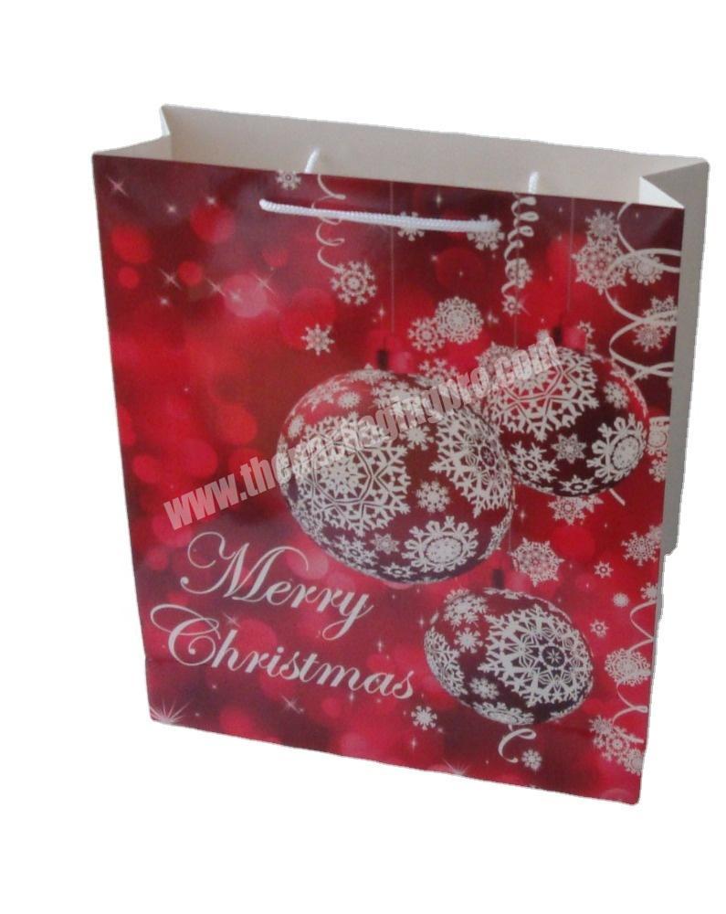 SC Custom Printed Merry Christmas Paper Cardboard Packaging Gift Shopping Bag