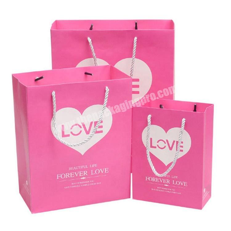 Wholesale Rectangle Pink Shopping Paper Bag with Handle for Gift Store