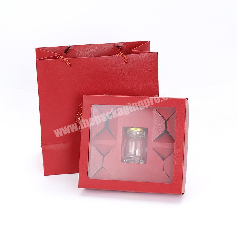 Wholesale Special Clear Window Honey Jar Gift Packing Box with Inserts for 3 Bottles