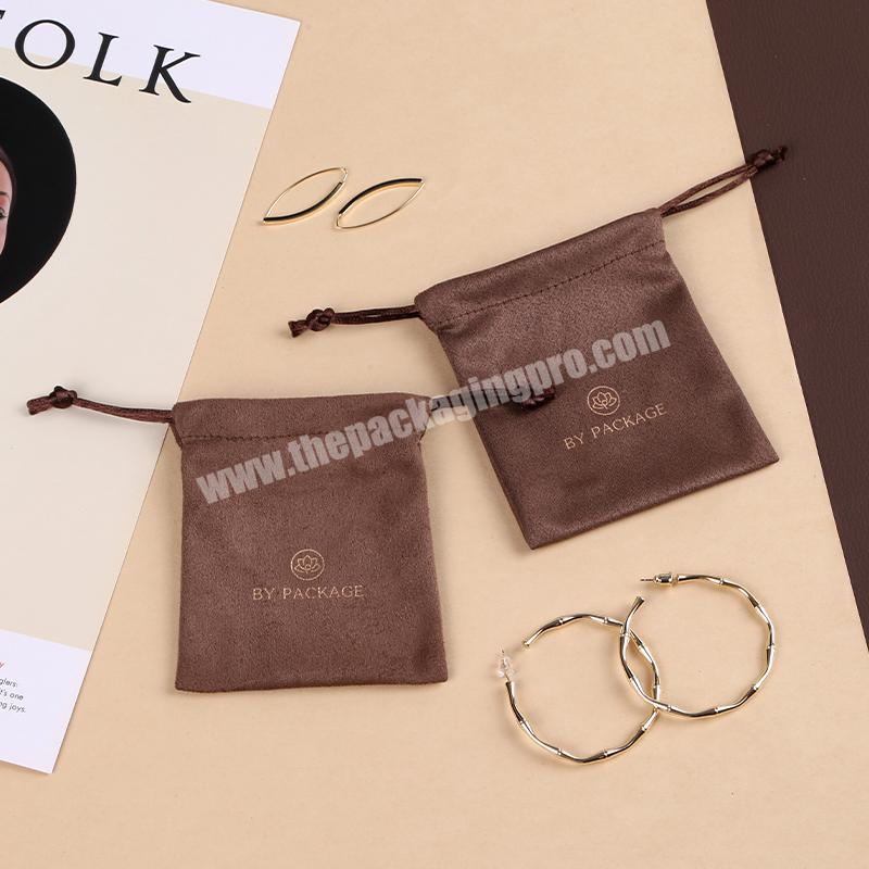 Boyang Custom Logo Printed Velvet Jewelry Bag Soft Velvet Gift Packaging Drawstring Pouch