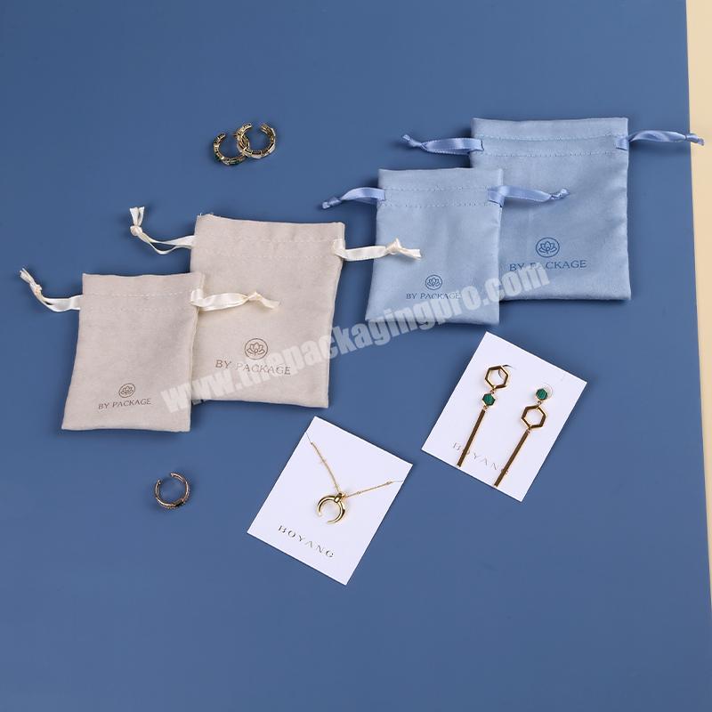 Boyang Wholesale Portable Gift Logo Printed Drawstring Small Velvet Jewelry Storage Bag