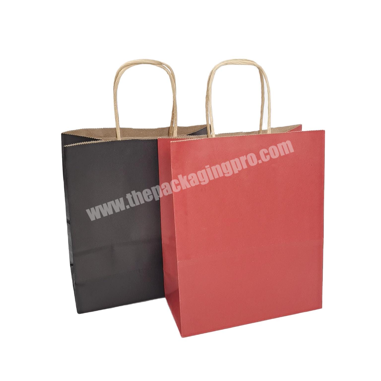 Cheap Price Pure Color Kraft Paper Bag Retail Shopping Gift Paper Package Bag with Custom Logos