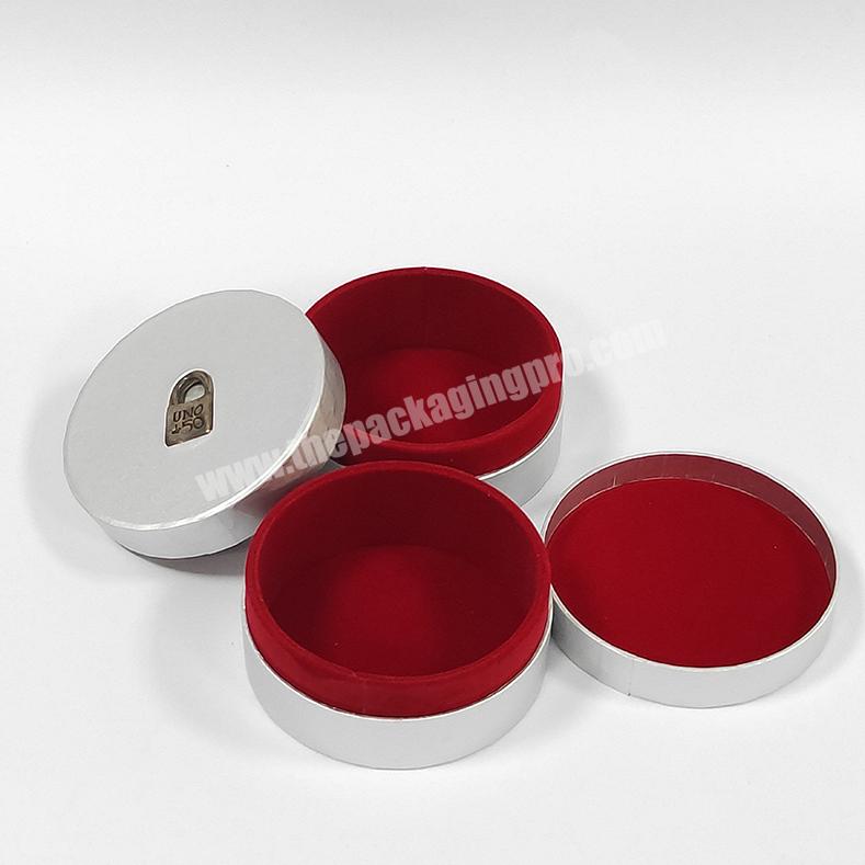 Custom Logo Small Eco Friendly Paper Cardboard Earring Ring Gift Round Jewelry Box Packaging With Velvet